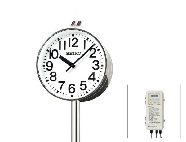画像1: セイコー QFC-787RS ソーラー式時計 70cm 両面 クオーツ式+FM自動時間修正 ステンレス枠 (1)