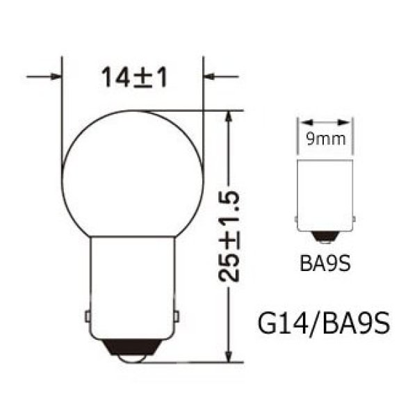 画像1: 回転灯 ランプ G14 BA9S 12V 6W LP-0722 (1)