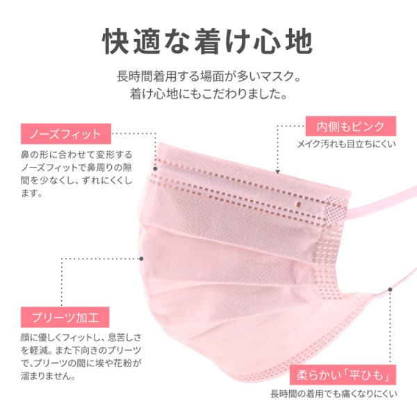 画像3: 不織布マスク ピンク ふつうサイズ 個包装 ( 50枚入 ) (3)