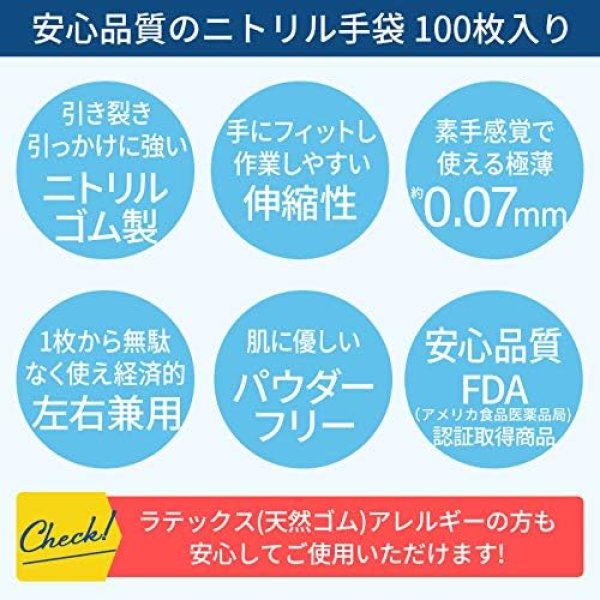 画像3: ニトリル手袋  型番:3R-GLNI02M  入数:100枚  カラー:ブルー (3)