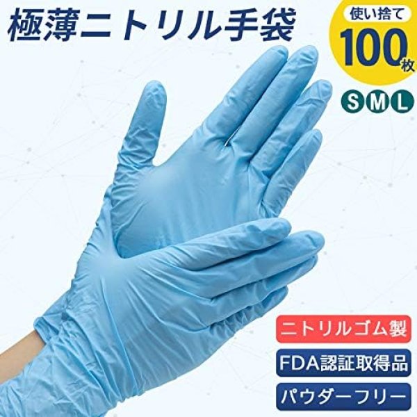 画像2: ニトリル手袋  型番:3R-GLNI02M  入数:100枚  カラー:ブルー (2)