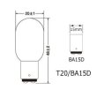 画像2: ナツメ電球 T20 口金BA15D 220V 5W クリア (2)