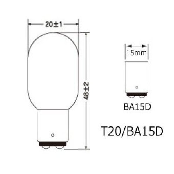 画像1: ナツメ球 T20 口金BA15D 28V 10W クリア (1)