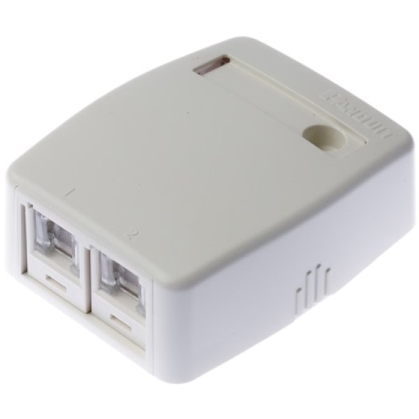 画像1: パンドウイット　JOQ2H500　2個口シャッター付きローゼット CAT5E (1)