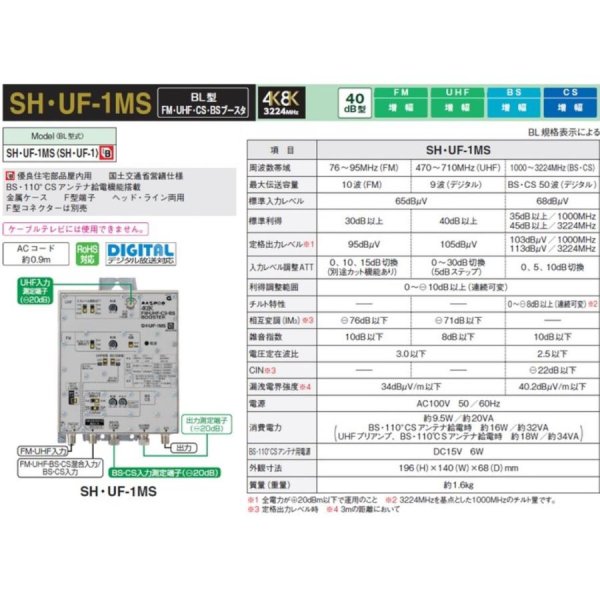 画像2: マスプロ電工　SH-UH-1MS　BL型ブースター (2)