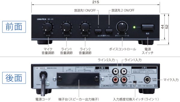 画像2: ユニペックス BC-20 卓上形コンパクトアンプ (2)