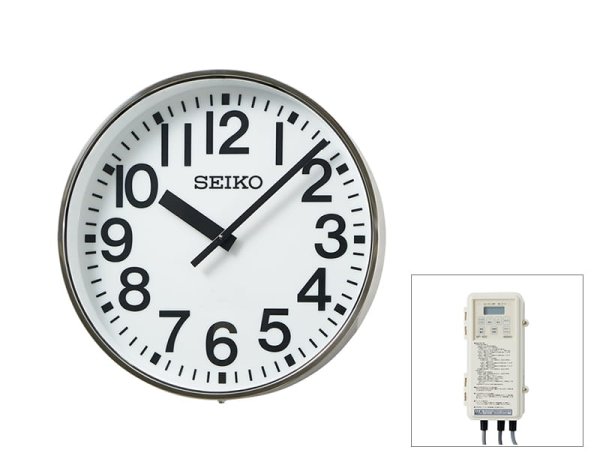 画像1: セイコー SFC-717ER 交流式時計 70cm LED照明 クオーツ式+FM自動時間修正 ステンレス枠 (1)