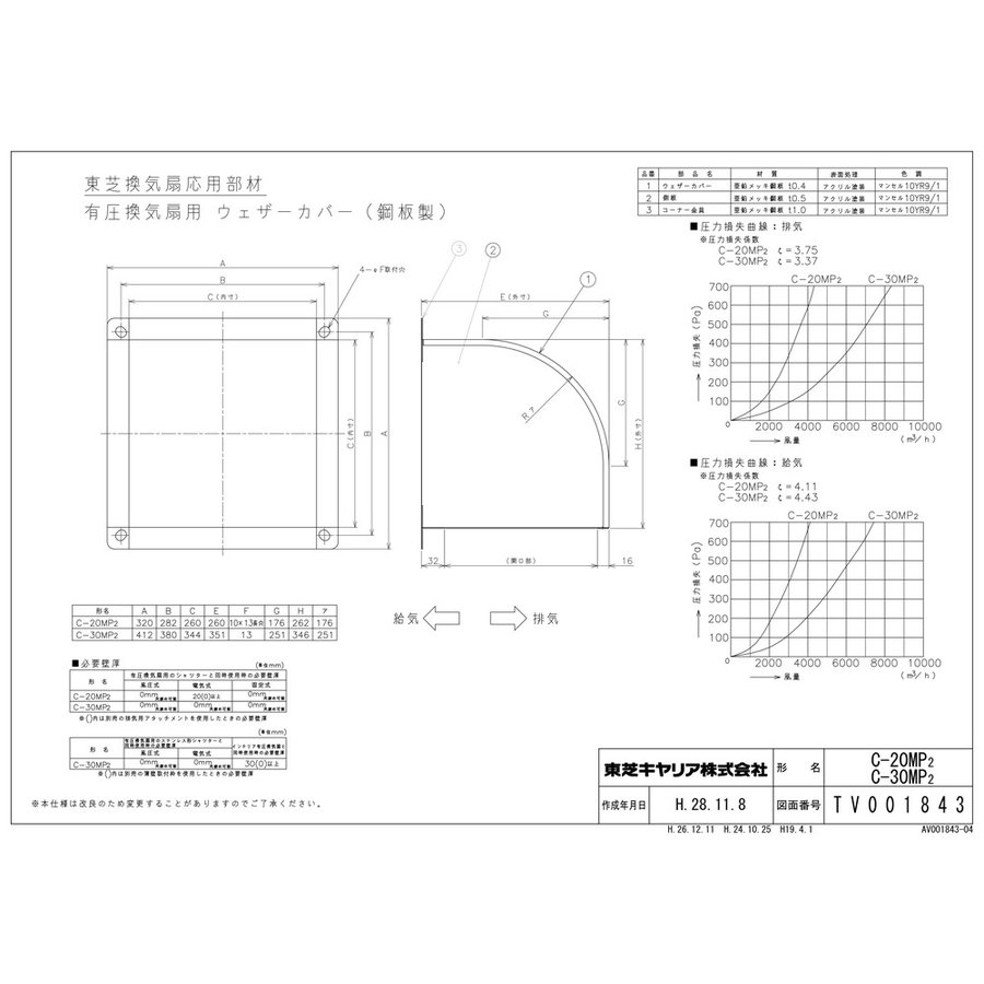 東芝 C-20MP2 産業用換気扇用 ウェザーカバー 株式会社きとみ電器