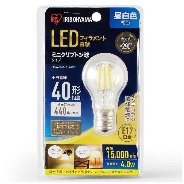 アイリス LED電球 LDA4N-G-E17-FC ミニクリプトン電球 昼白色 E17
